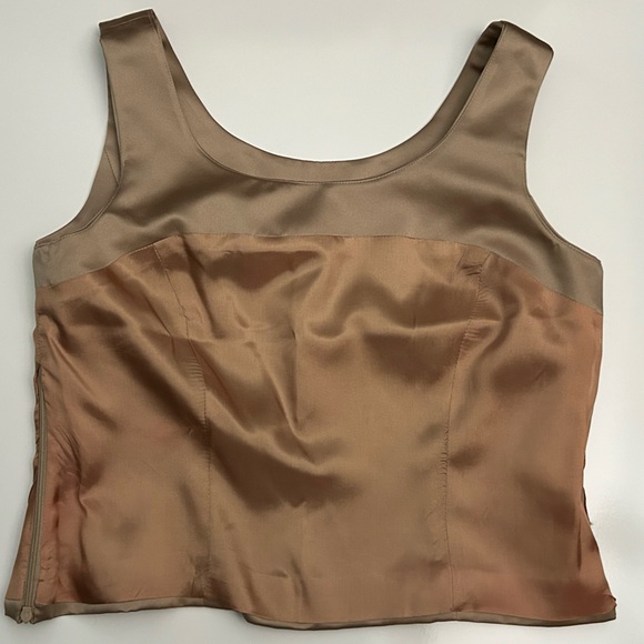 Vintage VIE by Victoria Royal Women's Taupe Shell Crop Lined Side-Zip Sz 10 - Picture 3 of 13